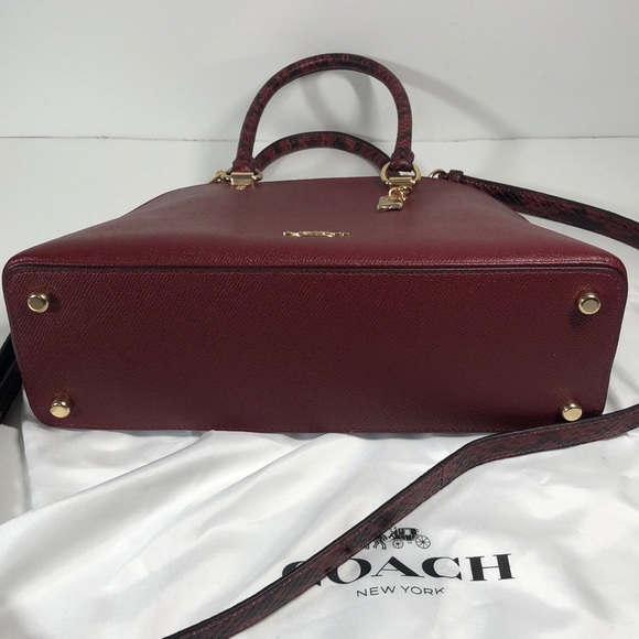 Coach New York Burgundy Leather Handbag Snakeskin Handles Style No. C5832 - Picture 5 of 5